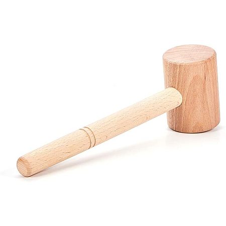 BENECREAT 260mm/10 Inch Wood Hammer Wood Crab Mallet for Leathercraft Carving Printing Engraving DIY Hand Tool (Head Diameter: 20mm)
