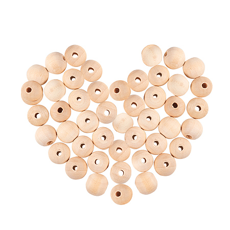 PandaHall Elite 200 Pcs 14mm (11/20 Inch) Natural Unfinished Wood Spacer Beads Round Ball Wooden Loose Beads for Crafts DIY Jewelry Making