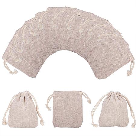 NBEADS 10 Pcs 3.54x3.15 Inch Wheat Cotton Gift Bags Samples Pouches Drawstring Bags Jewelry Pouches Favor Bags