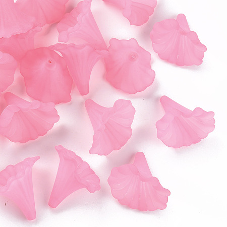 Transparent Acrylic Beads, Calla Lily, Frosted, Pearl Pink, 40.5x33x35mm, Hole: 1.8mm