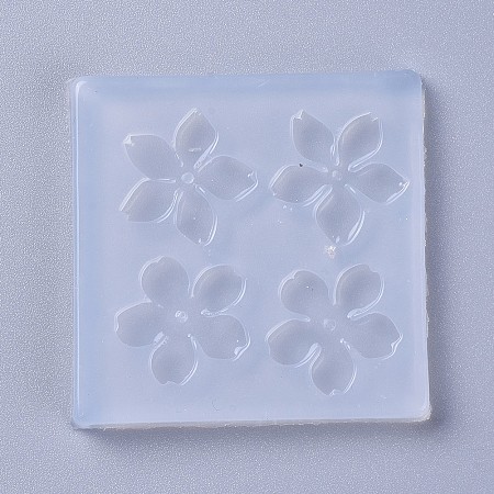 Honeyhandy Silicone Molds, Resin Casting Molds, For UV Resin, Epoxy Resin Jewelry Making, Flower, White, 48x48mm, Flower: 20mm