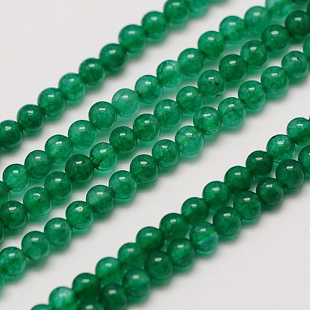 Honeyhandy Natural White Jade Round Bead Strands, Dyed, Green, 3mm, Hole: 0.8mm, about 110pcs/strand, 16 inch