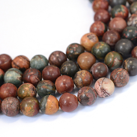Honeyhandy Natural Picasso Stone/Picasso Jasper Beads Strands, Round, 8~8.5mm, Hole: 1mm, about 47pcs/strand, 15.5 inch