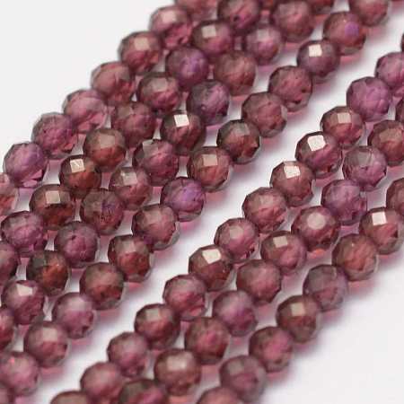Honeyhandy Natural Garnet Beads Strands, Faceted, Round, 2mm, Hole: 0.5mm, about 178pcs/strand, 15.3 inch(39cm)