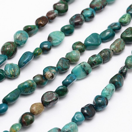 Honeyhandy Nuggets Natural Chrysocolla Beads Strands, Tumbled Stone, 5~8x5~8mm, Hole: 1mm, about 15.5 inch