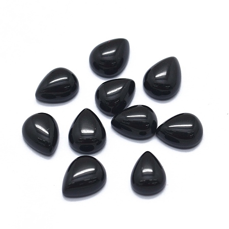 Honeyhandy Natural Obsidian Cabochons, teardrop, 8x6x3mm