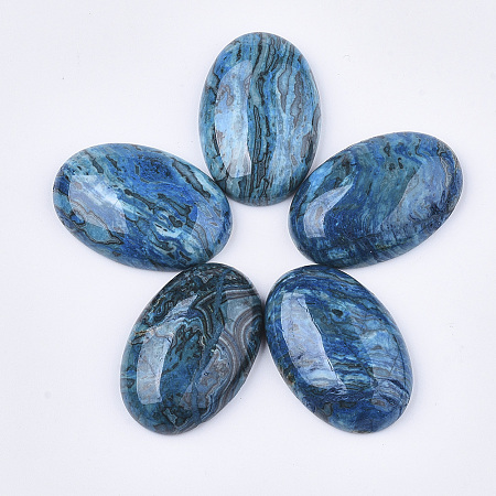 Honeyhandy Natural Netstone Cabochons, Dyed, Oval, 30x20x7mm