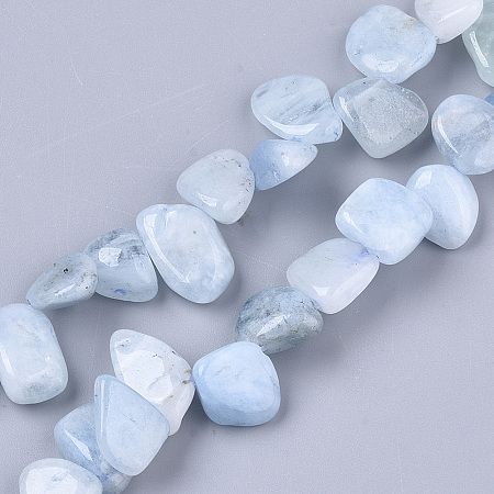 Honeyhandy Natural Aquamarine Beads Strands, Chip, 8~20x5~15x4~8mm, Hole: 1mm, about 50~55pcs/Strand, 15.35 inch(39cm)