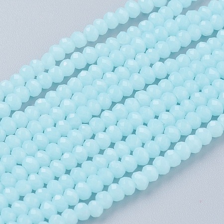 Imitation Jade Glass Beads Strands, Faceted, Rondelle, Pale Turquoise, 3x2~2.5mm, Hole: 0.5mm; about 186~190pcs/strand, 17 inches