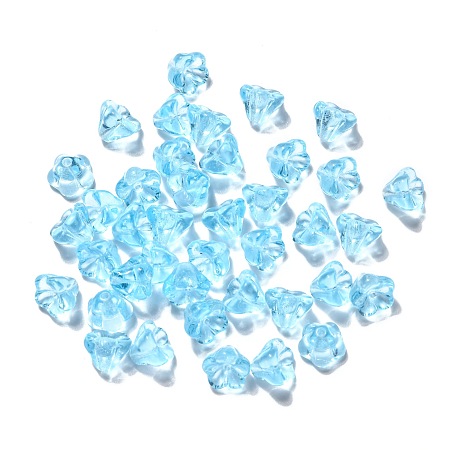 Transparent Czech Glass Beads, Flower, Light Sky Blue, 8.5x6.5mm, Hole: 1mm