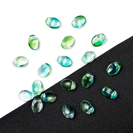 NBEADS Czech Glass Beads, Tulip Petal/Lily Petal, Lime, 8.5x6x4mm, Hole: 1mm; about 37pcs/10g