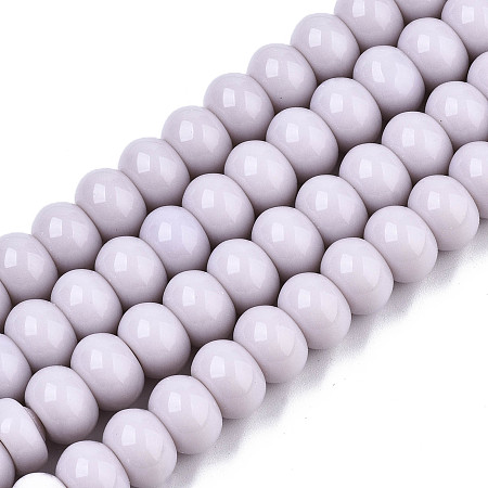 ARRICRAFT Opaque Solid Color Glass Beads Strands, Rondelle, Thistle, 10.5x7mm, Hole: 1.2mm, about 56~58pcs/Strand, 15-1/2 inches~16-1/8 inches(39.5~41cm)