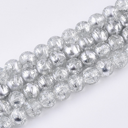 Arricraft Drawbench Transparent Glass Beads Strands, Crackle Style, Round, Clear, 6x5.5mm, Hole: 1.4mm, about 140pcs/strand, 30.3 inches