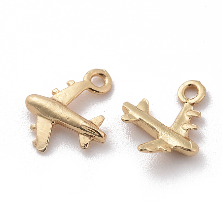 Honeyhandy Brass Airliner Charms, Real 18K Gold Plated, Passenger Airplane, 9.5x11.5x2mm, Hole: 1.2mm
