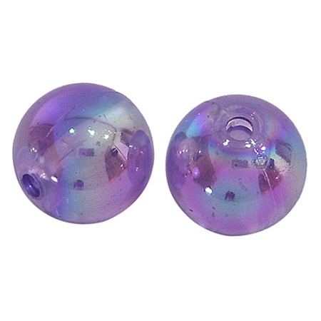 Honeyhandy Medium Orchid AB Color Transparent Acrylic Round Beads, 5mm, Hole: 1.5mm