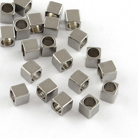 ARRICRAFT 304 Stainless Steel Cube Spacer Beads, Stainless Steel Color, 3x3x3mm, Hole: 2mm