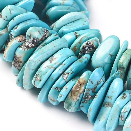 Honeyhandy Natural Howlite Chip Beads, Dyed, Nuggets, Turquoise, 11~31x10~25x1~5mm, Hole: 0.6mm, about 20pcs/20g