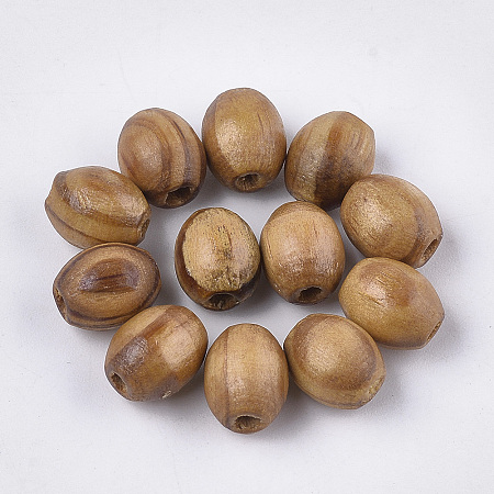 Honeyhandy Pine Natural Wood Beads, Undyed, Oval, Peru, 10x8mm, Hole: 2~3mm