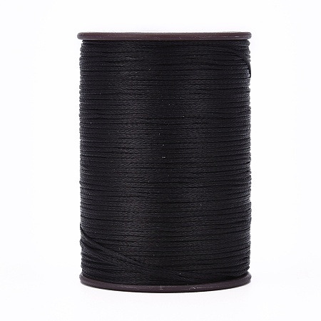 Honeyhandy Flat Waxed Thread String, Micro Macrame Cord, for Leather Sewing Stitching, Black, 0.8mm, about 109.36 yards(100m)/roll