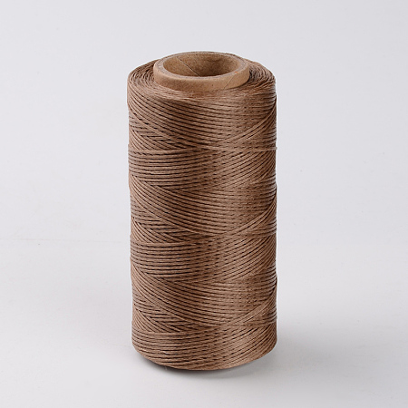 Honeyhandy Flat Waxed Polyester Cords, Camel, 1x0.3mm, about 284.33 yards(260m)/roll