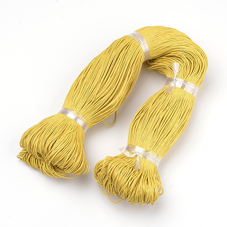 Honeyhandy Waxed Cotton Cord, Gold, 1mm, about 360yard/bundle(330m/bundle)