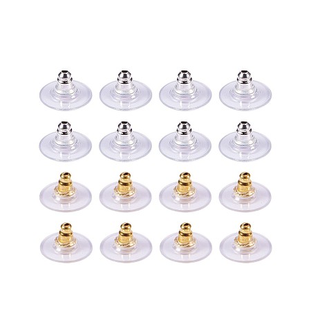 PandaHall Elite 200 Pairs Bullet Clutch Earring Backs with Pad Earring Safety Backs Diameter 11mm Silver and Gold