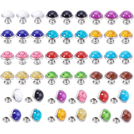 NBEADS Turquoise Rivet Studs, with Stainless and Aluminum Findings, For Purse, Bags, Boots, Leather Crafts Decoration, Platinum, Mixed Color, 10mm; 12 colors, 10sets/color, 120sets/bag