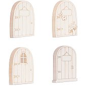 NBEADS 30 Pcs Unpainted Fairy Theme Mini Door Shape Wooden Pieces Wood Fairy Garden Door Miniature DIY Craft Embellishments for Home Office Party Decoration 