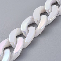 Honeyhandy Handmade Acrylic Imitation Pearl Curb Chains, Twisted Chains, White, Links: 29x20.5x6.5mm, about 39.37 inch(1m)/strand