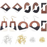 OLYCRAFT 10Pcs Dangle Earring Making Kits 5 Styles Include Resin and Walnut Wood Pendants with 20Pcs Earring Hooks and 20Pcs Jump Rings for Jewelry DIY Making (Hole: 2mm)