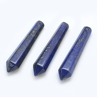 Honeyhandy Natural Lapis Lazuli Pointed Beads, Bullet, Undrilled/No Hole Beads, Dyed, 50.5x10x10mm