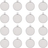 UNICRAFTALE 30pcs 20mm Stainless Steel Pendant Cabochon Settings Flat Round Blank Bezel Pendant Trays for DIY Earring Necklace Jewelry Making 27x22x2mm Hole 3mm