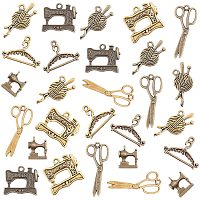 PandaHall Elite 90pcs Sewing Charm, 9 Styles Tibetan Scissors Tailor Ball of Yarn Charms Sewing Machine Knitting Pendants Beads for DIY Necklace Bracelet Making