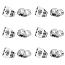 Unicraftale 304 Stainless Steel Ear Nuts, Earring Backs, Stainless Steel Color, 6x4.5x3.5mm; Pin: 0.9mm, 2000pcs/box