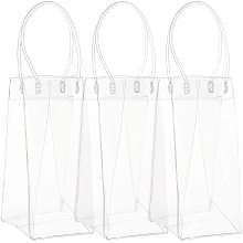 BENECREAT 4 Pack Transparent PVC Gift Wrap Bag with Handles 14x4.7x4.7 Inch Clear Tote Bag Handbag Reusable Merchandise Retail Shopping Bags