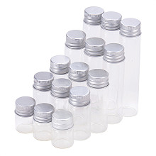 BENECREAT 15 Pack 5/10/15/20/25ml Glass Bottles Sample Vials with Screwed Aluminum Caps for Wishing Message Bottle, Sample Liquid, Arts & Crafts, Wedding Favors Decorations