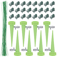 Nbeads Potted Plant Diversion Watering Splash-Proof Funne, with Plastic Plant Fixator, Iron Wire, Green, 132x62x35mm, 20sets