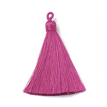 Honeyhandy Polyester Tassel Big Pendants Decoration, Medium Violet Red, 80~90x8.5~9mm, Hole: 4x6mm