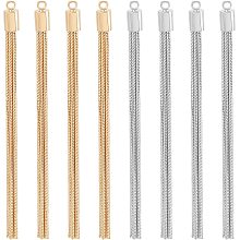 UNICRAFTALE 8Pcs 2 Colors Tassel Pendant Brass Tassel Charms Pendants 75mm Long 1.8mm Small Hole Tassel Charms for DIY Necklace Bracelet Earring Jewelry Making