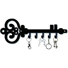 CREATCABIN Hook Hanger Wall Key Holder Metal Decorative Mounted Coat Hanger with Key Shape Design Organizer Rack with 6 Hooks for Wall, Bathroom, Kitchen, Entryway