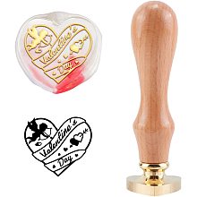 CRASPIRE Wax Seal Stamp Love Cupid Vintage Sealing Wax Stamps Heart Shape Removable Brass Head Sealing Stamp with Wooden Handle for Wedding Invitations Thanksgiving Valentine's Day Gift Wrap