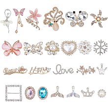 Pandahall Elite 24 Styles Bling Clog Shoe Charms, Alloy Rhinestones Shoe Decoration Enamel Shoe Charms Fashion Crystal Clog Charms Accessories for Women Clog Sandals DIY Craft Jewelry Making