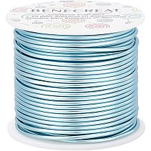 BENECREAT 12 Gauge 100FT Tarnish Resistant Jewelry Craft Wire Bendable Aluminum Sculpting Metal Wire for Jewelry Craft Beading Work, LightBlue