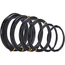 Pandahall Elite 6 Sizes Aluminum Craft Wire Black Flexible Beading Wire Bendable Mental Wire Rolls for Jewelry Making, DIY Sculpture, Gardening and Crafts, 30m / 32 Feets