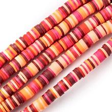 Honeyhandy Handmade Polymer Clay Beads Strands, for DIY Jewelry Crafts Supplies, Heishi Beads, Disc/Flat Round, Dark Red, 6x0.5~1mm, Hole: 1.8mm, about 290~320pcs/strand, 15.75 inch~16.14 inch(40~41cm)