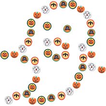 SUNNYCLUE 1 Box 200Pcs 5 Styles Halloween Cabochons Resin Ornaments Ghost Pumpkin Bat Cap Flat Back Scrapbook Embellishment Charms for DIY Brooch Earring Decoration Mobile Phone Case Accessories