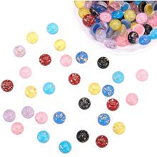 PH PandaHall 105pcs 7 Colors Glittery Resin Cabochons Glitter Powder Gold Foil Flat Back Beads Cabochon Embellishments for Craft Scrapbooking Phonecover Jewelry Making （12mm）