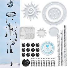 Honeyhandy DIY Sun & Moon & Star Wind Chime Making Kits, Including Silicone Molds, Aluminum Tube, Acrylic Beads and Crystal Thread, White, 74pcs/set