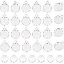 UNICRAFTALE 60 Sets Round Cabochon Pendant 316 Surgical Stainless Steel Blank Bezel Pendant Trays 12mm Cabochon Charm Settings Partern Edge Bezel Blanks Tray for Photo Pendant Craft Jewelry Making