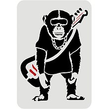 FINGERINSPIRE Banksy Chimpanzees Stencil for Painting 11.7x8.3inch Reusable Orangutan Drawing Stencil Monkey Pattern Stencil for Painting on Wall, Tile, Canvas, Furniture and Paper